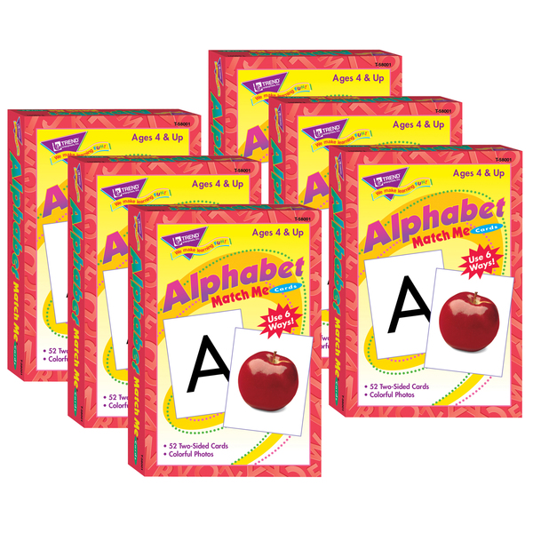 Trend Enterprises Alphabet Match Me® Cards, 52 Cards Per Set, PK6 T58001